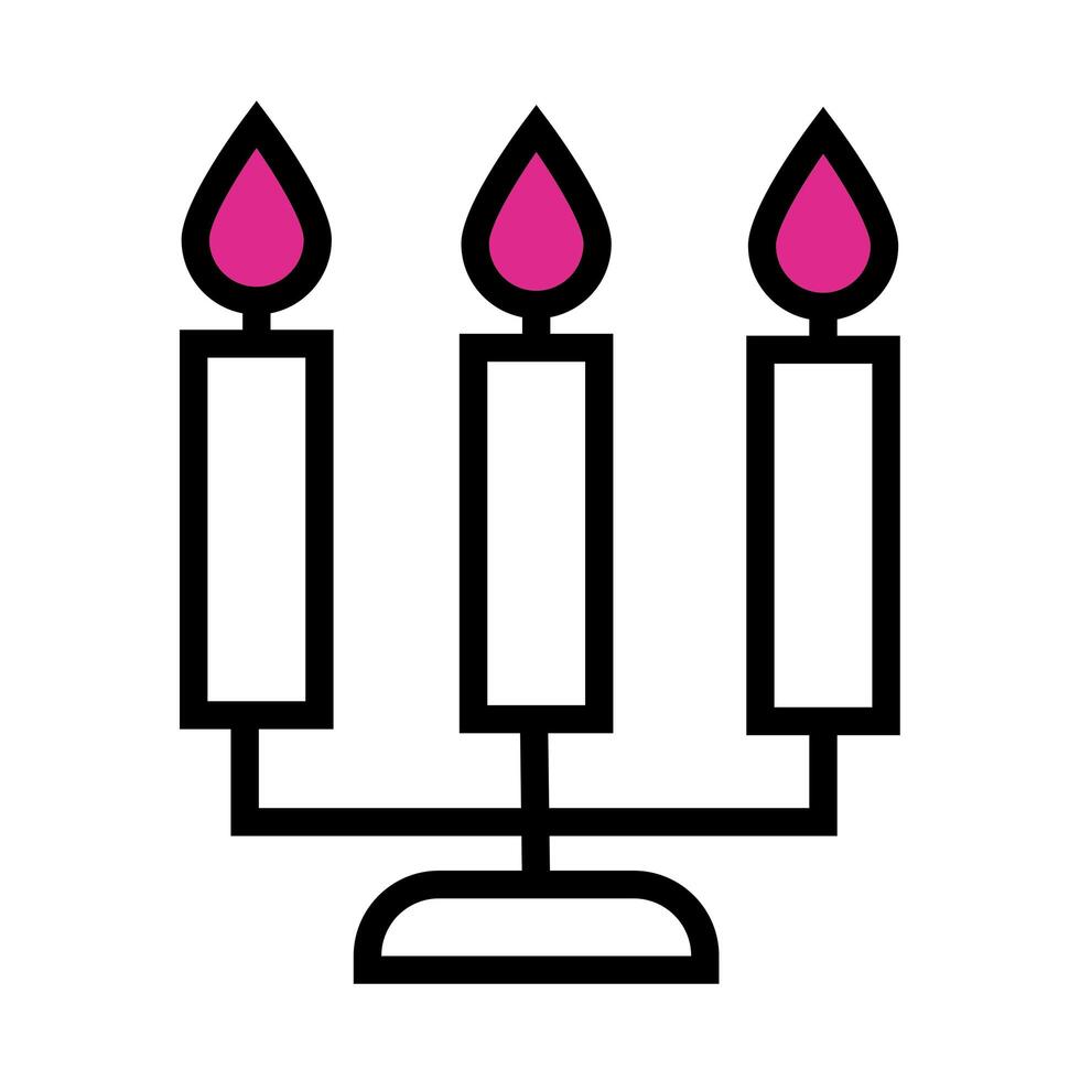 velas en el icono de estilo de línea de candelabro vector