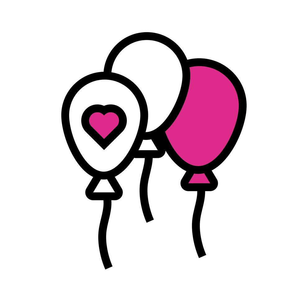 happy valentines day heart balloons helium line style vector