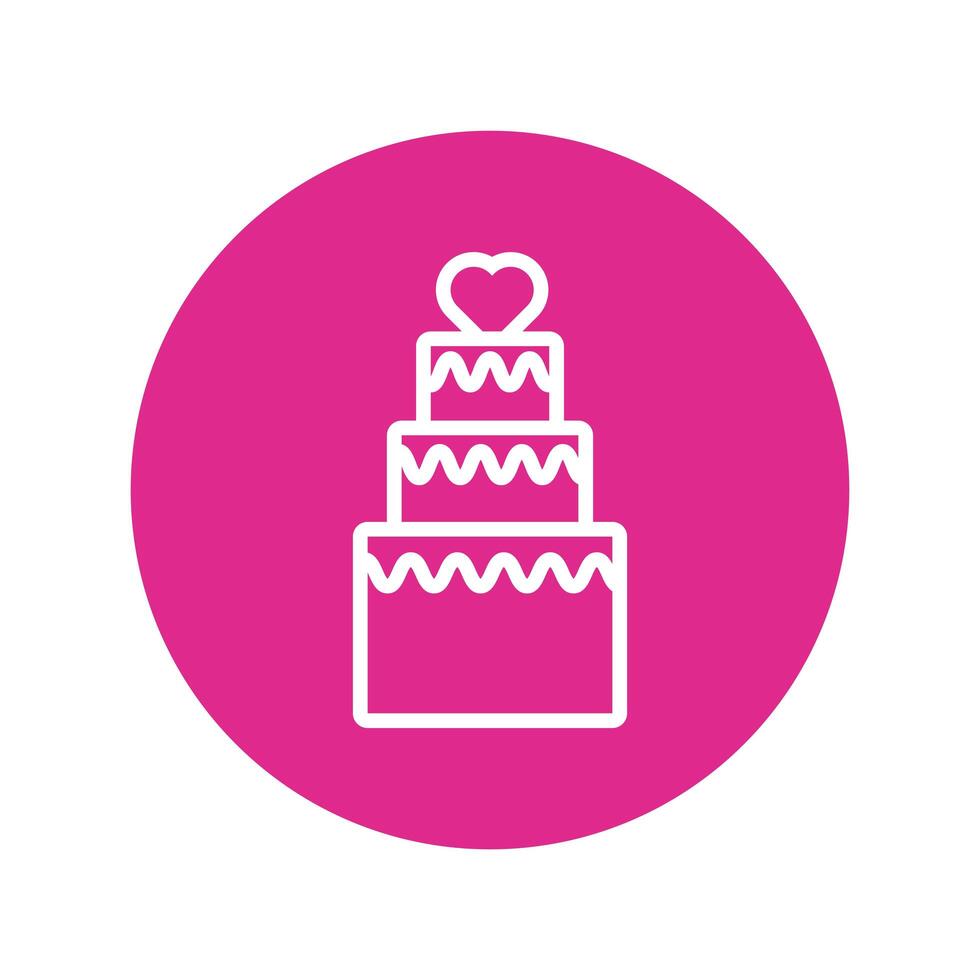happy valentines day sweet cake with heart block and line style vector