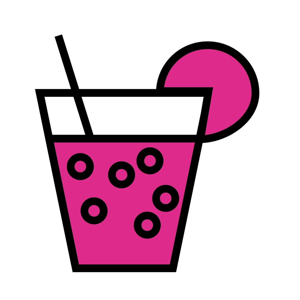 tropical cocktail line and fill icon vector
