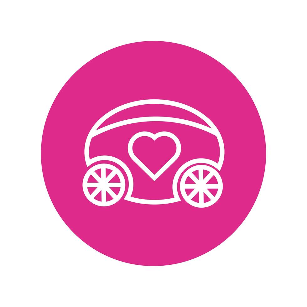 happy valentines day carriage with heart block and line style vector