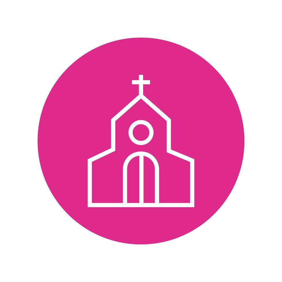 church temple block and line style icon vector