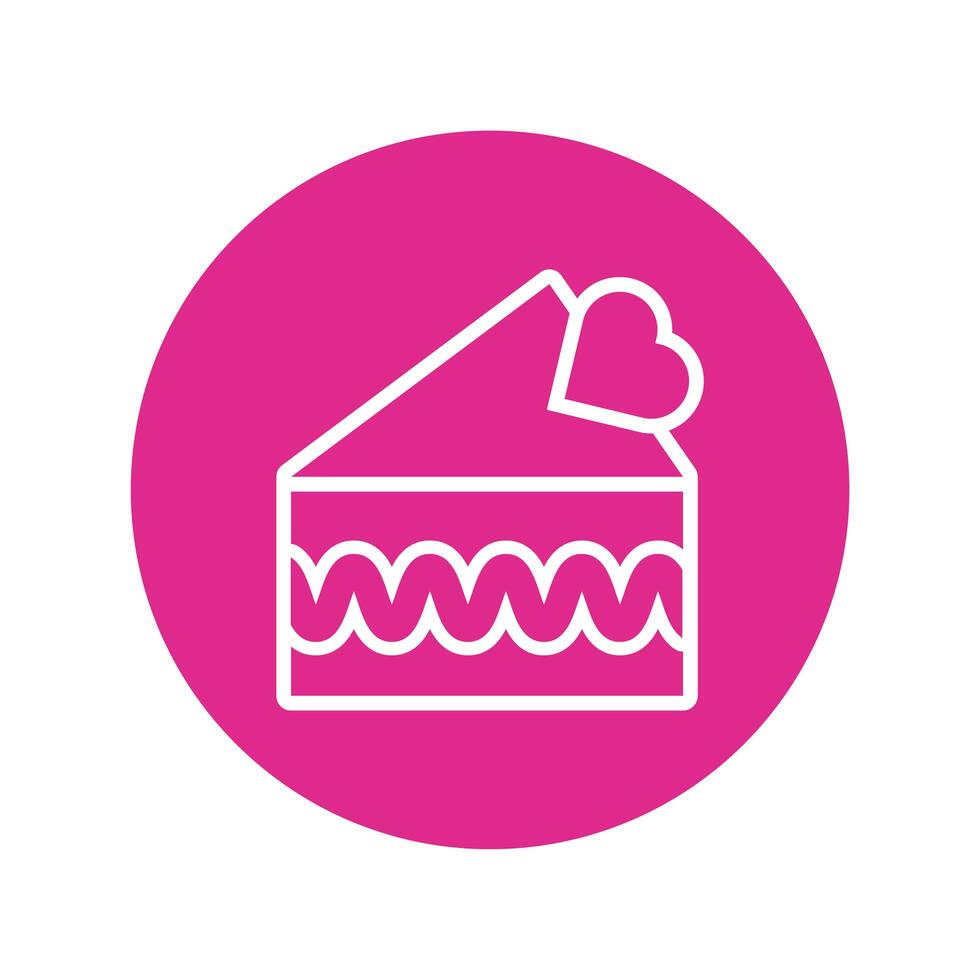 happy valentines day sweet cake with heart block and line style vector