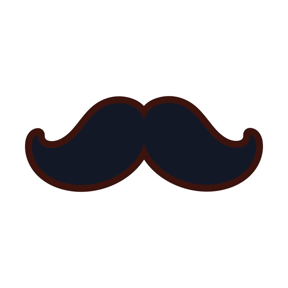 bigote vintage tendencia hipster línea y relleno vector