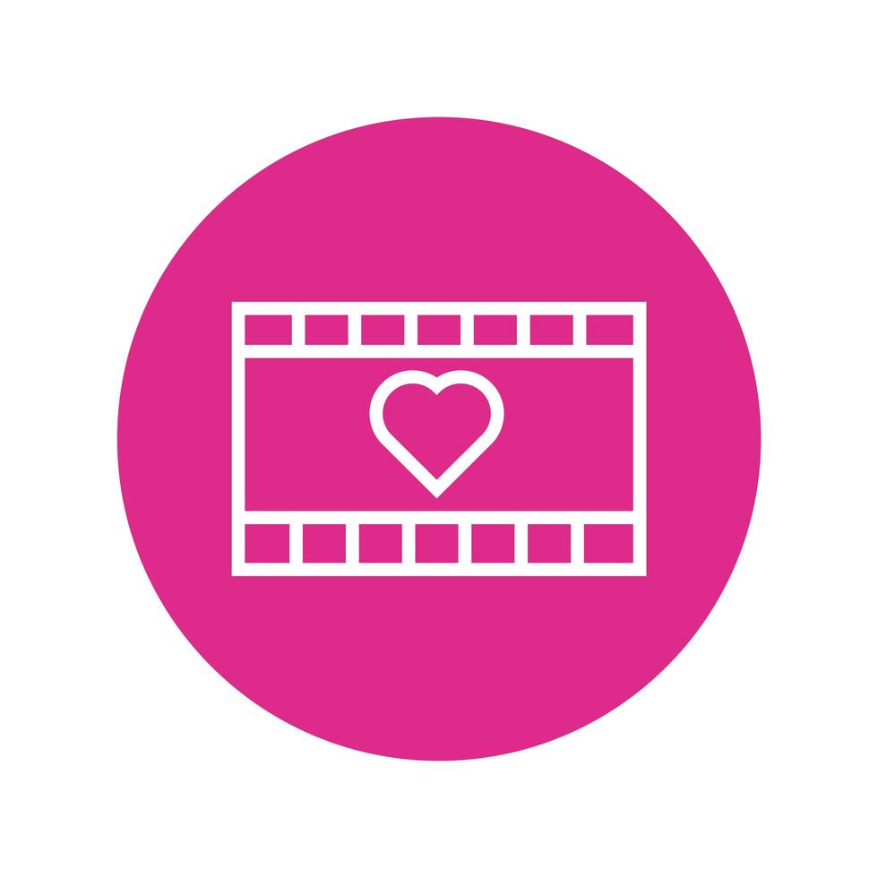 película de cinta de feliz día de san valentín con bloque de corazón y estilo de línea vector