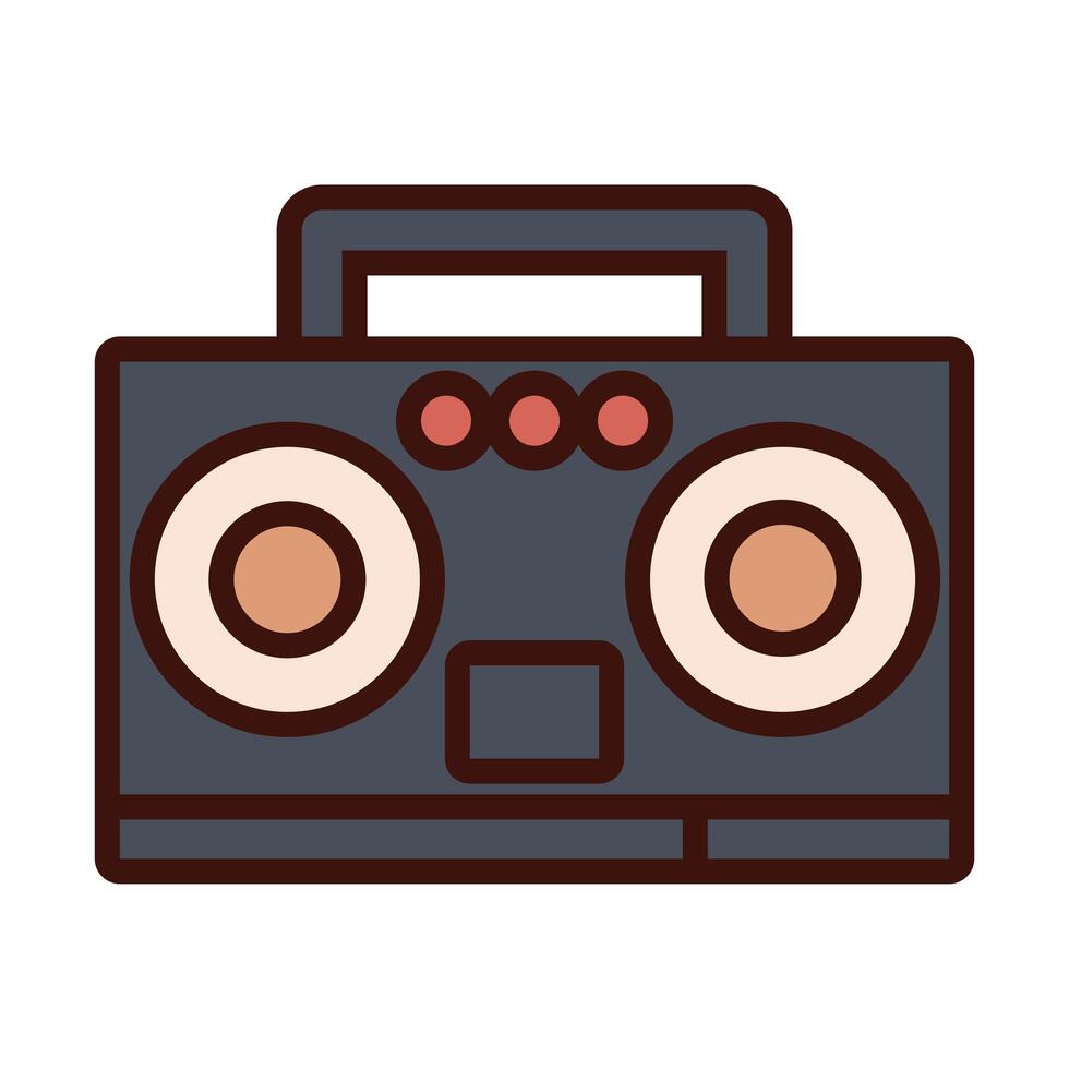 radio music player line and fill icon vector