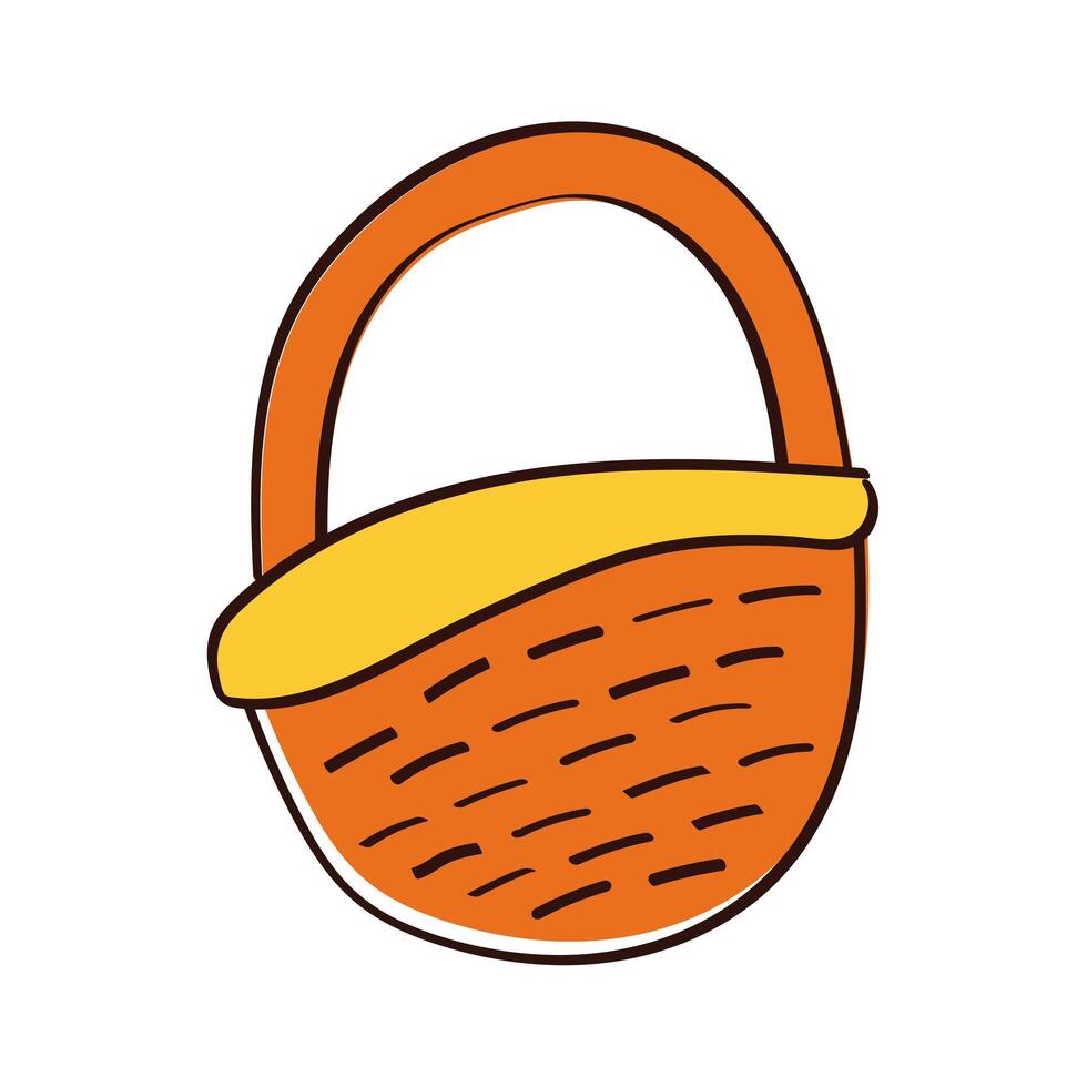 basket straw hand draw style icon vector