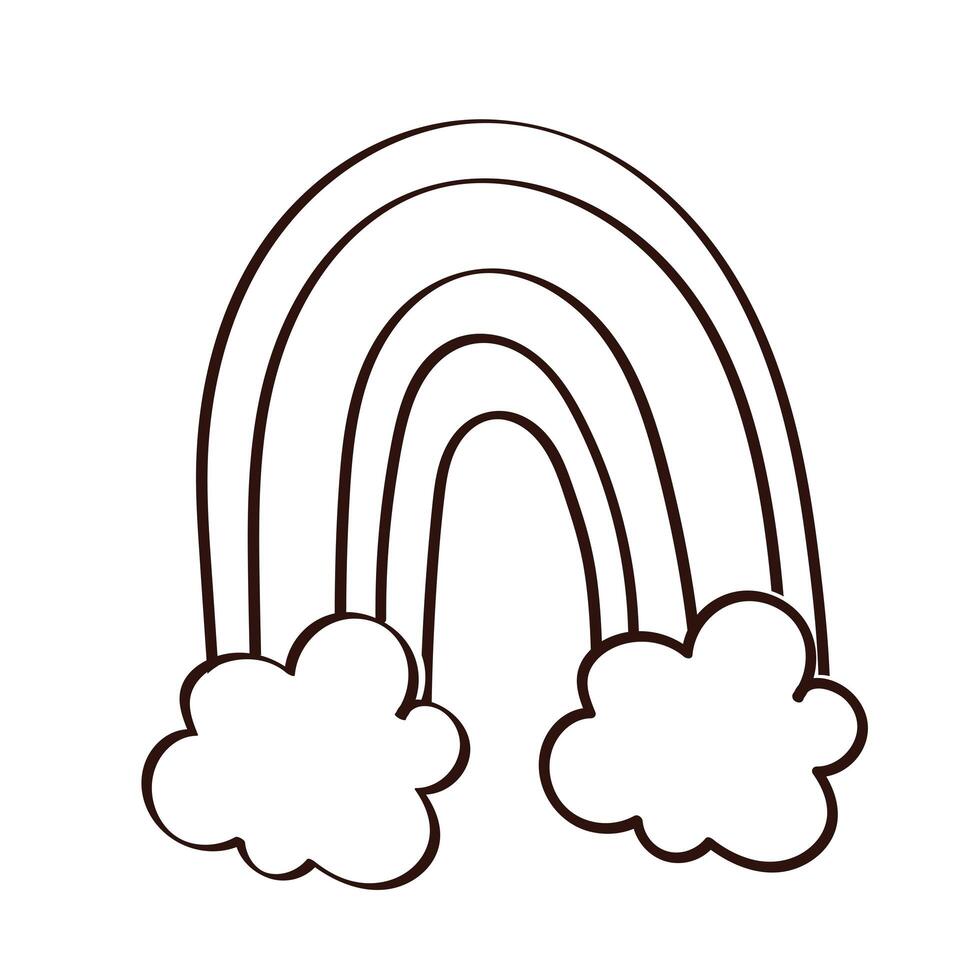 cute rainbow spring line style vector