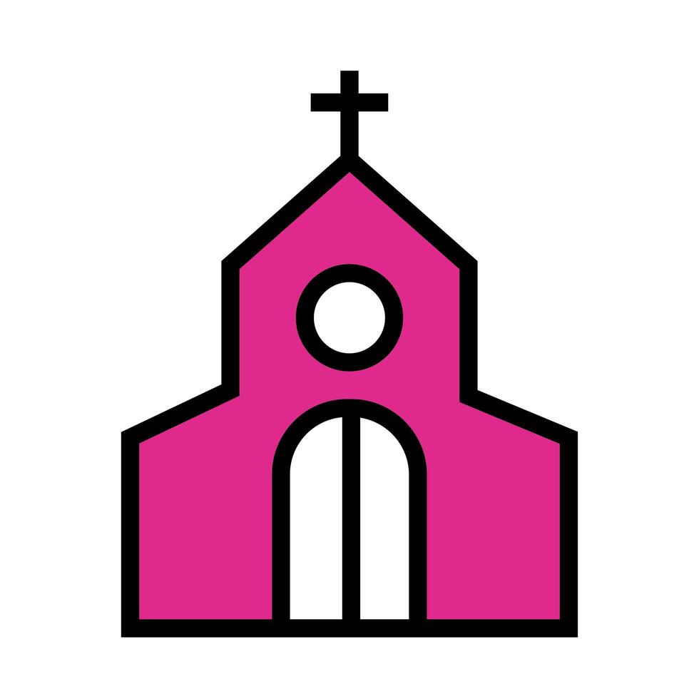 church temple line and fill style icon vector