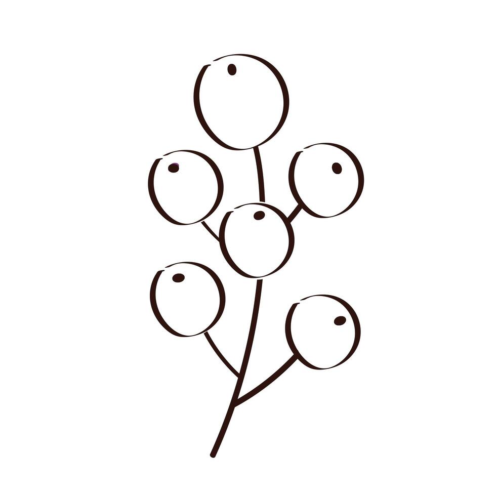 branch with seeds plant ecology line style icon vector