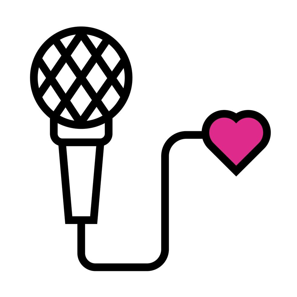 happy valentines day microphone with heart line style vector