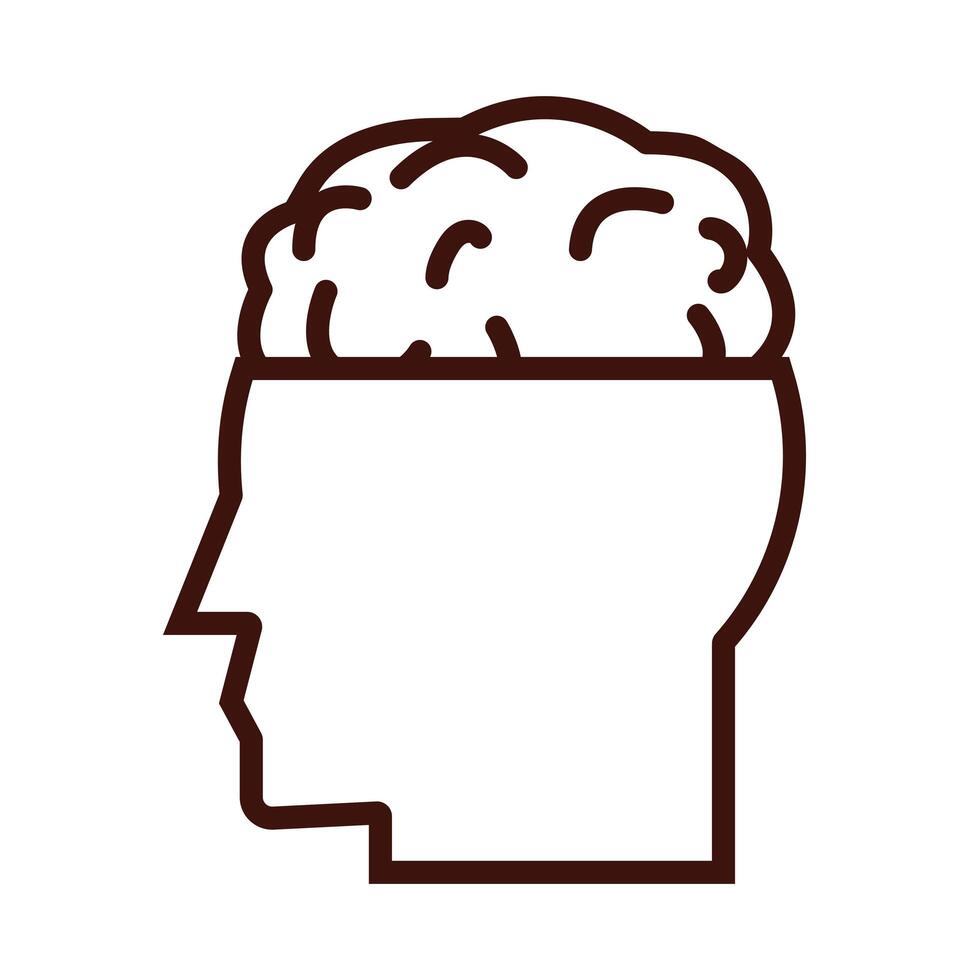 profile human with brain organ line style vector