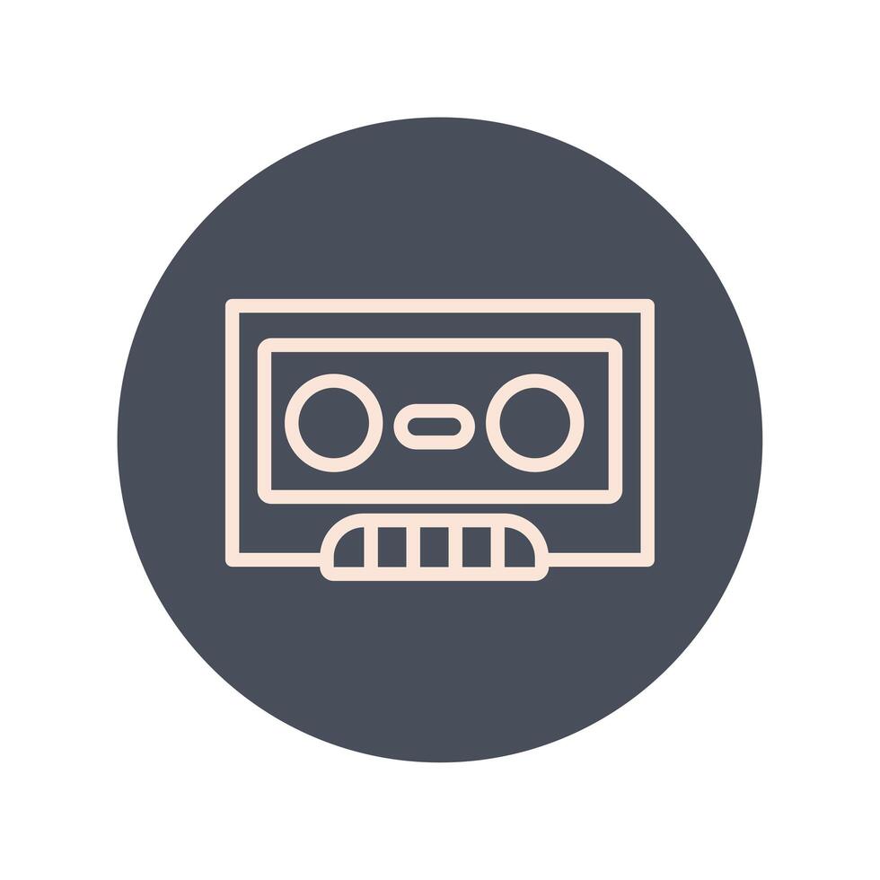 casette retro music block and line icon vector