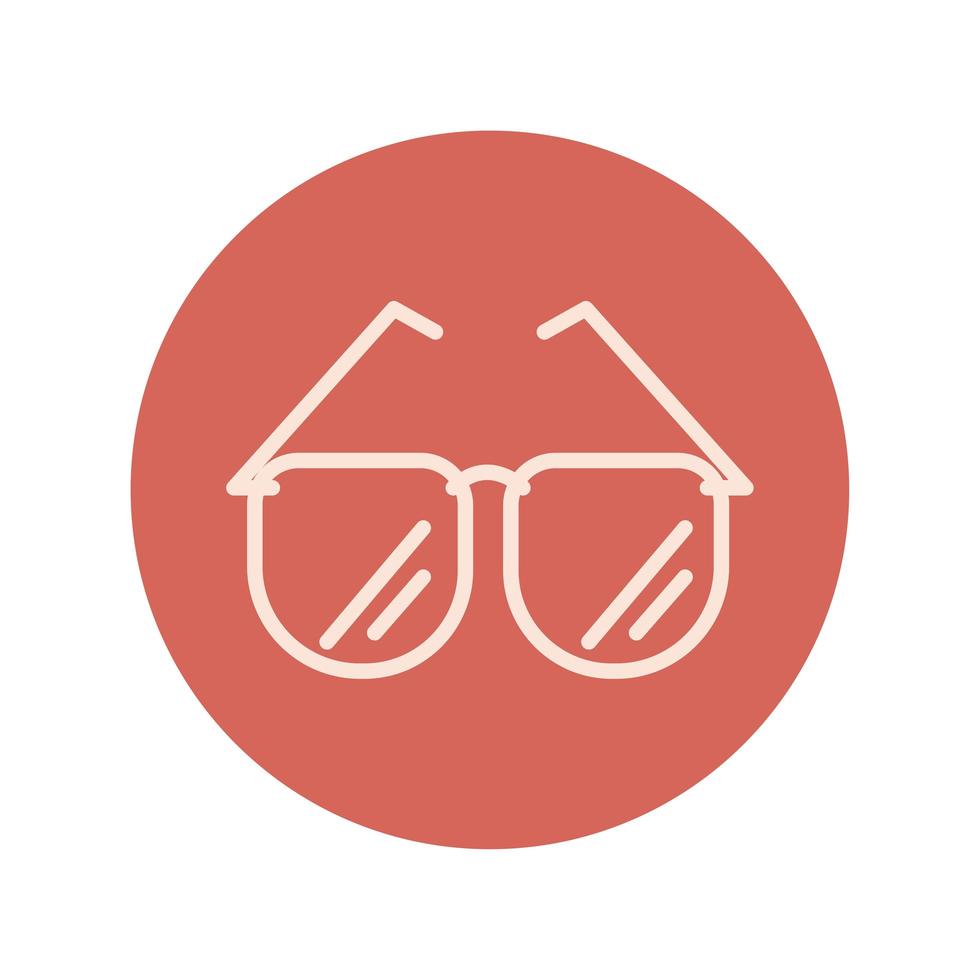 hipster glasses fashion trendy block and line icon vector