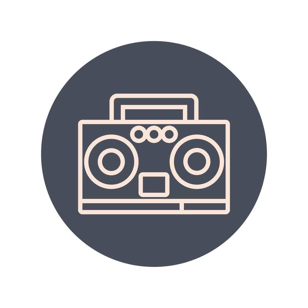 radio music player block and line icon vector
