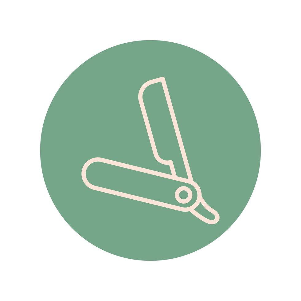 barber razor block and line icon vector