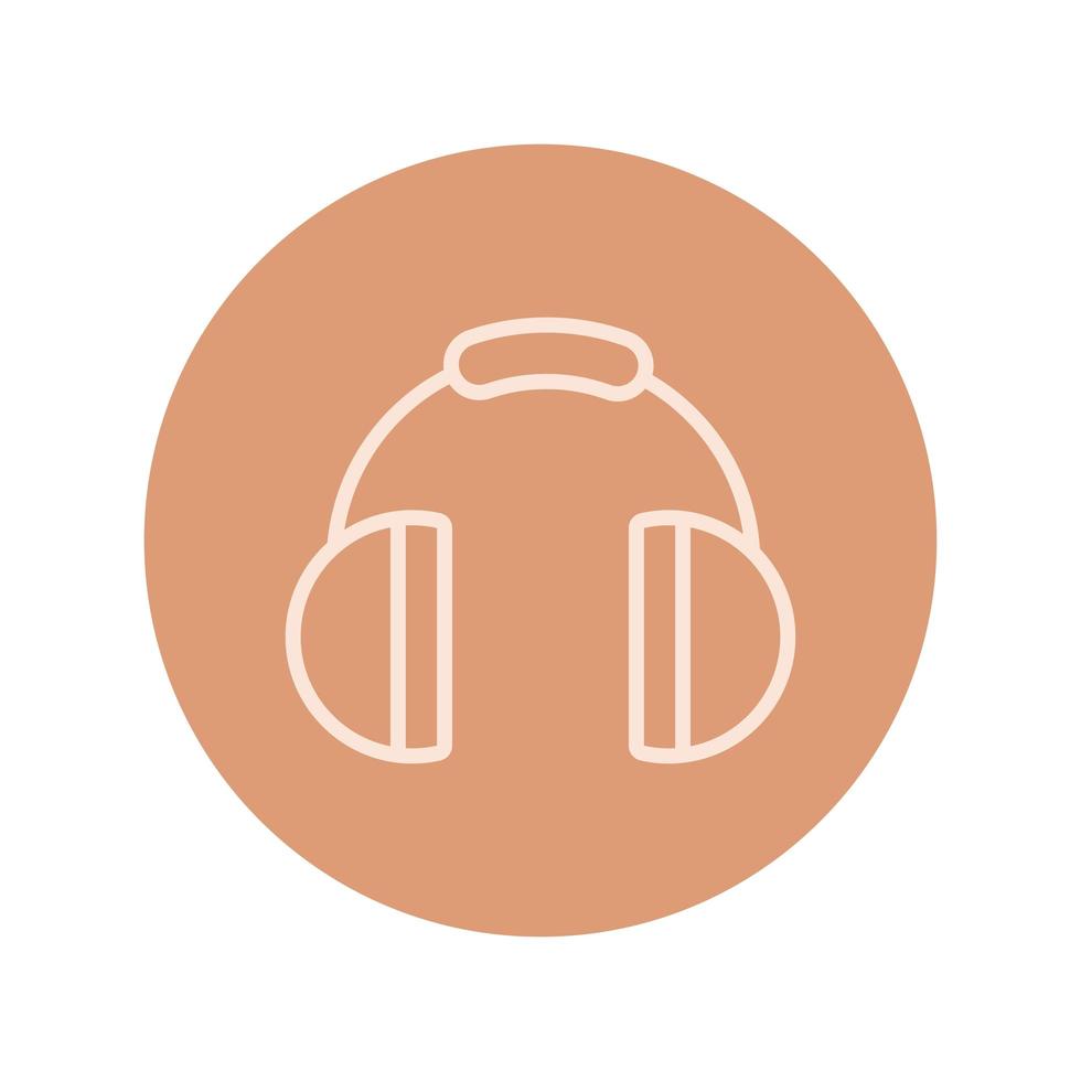 icono de estilo de bloque de audio de auriculares vector