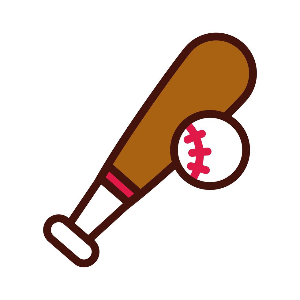 sport baseball bat and ball line and fill icon vector