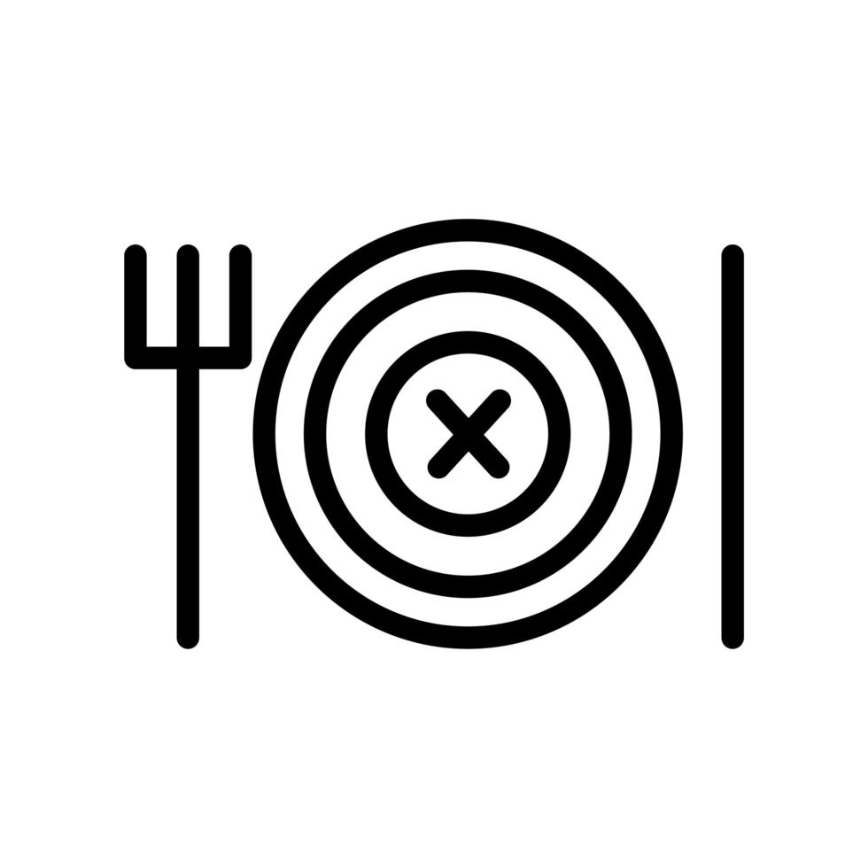 dish with knife and fork line style vector