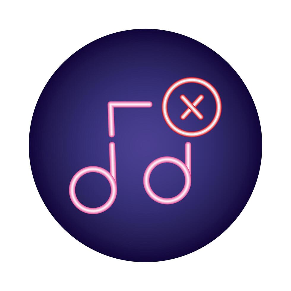 music note neon light style icon vector