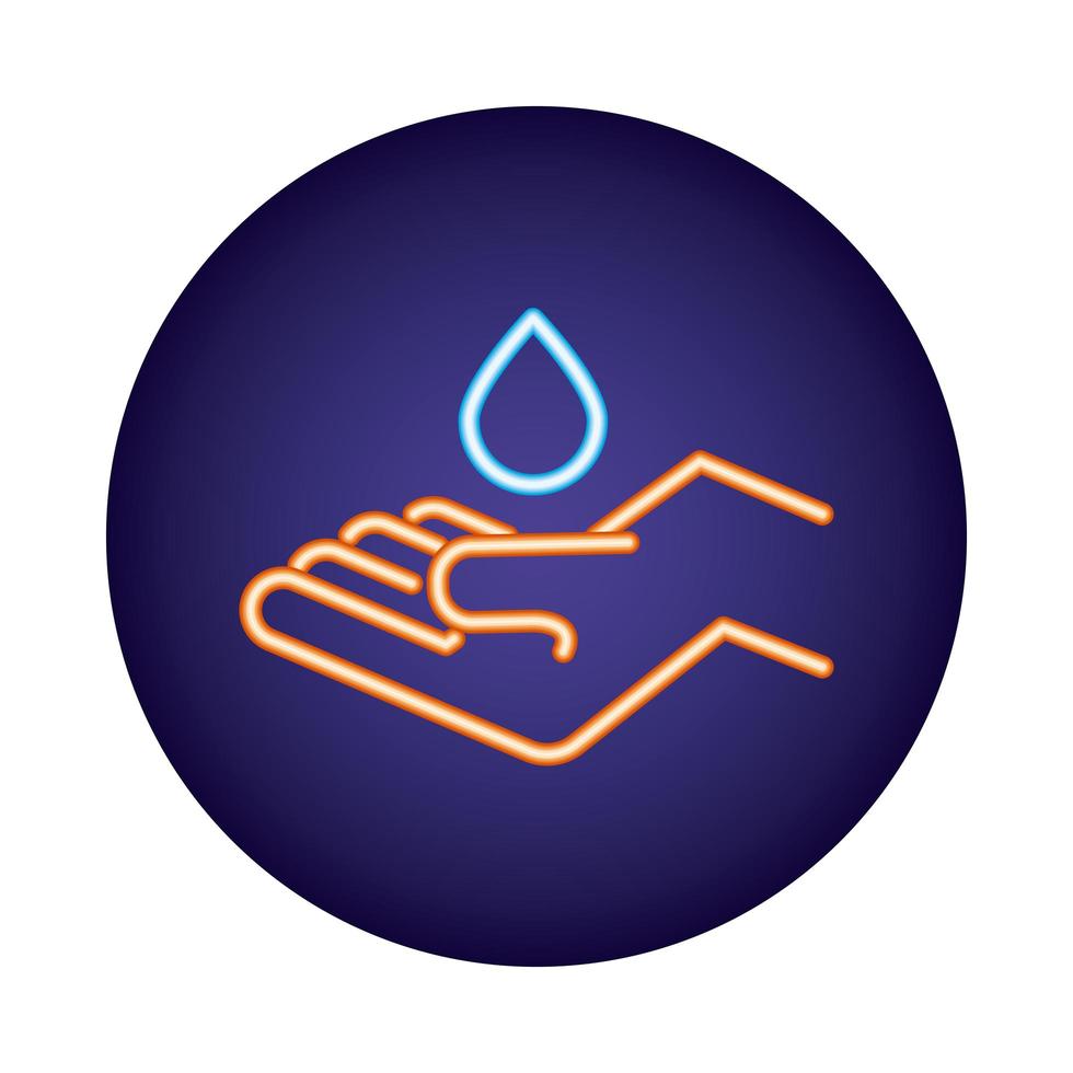 hand human with drop neon light style vector