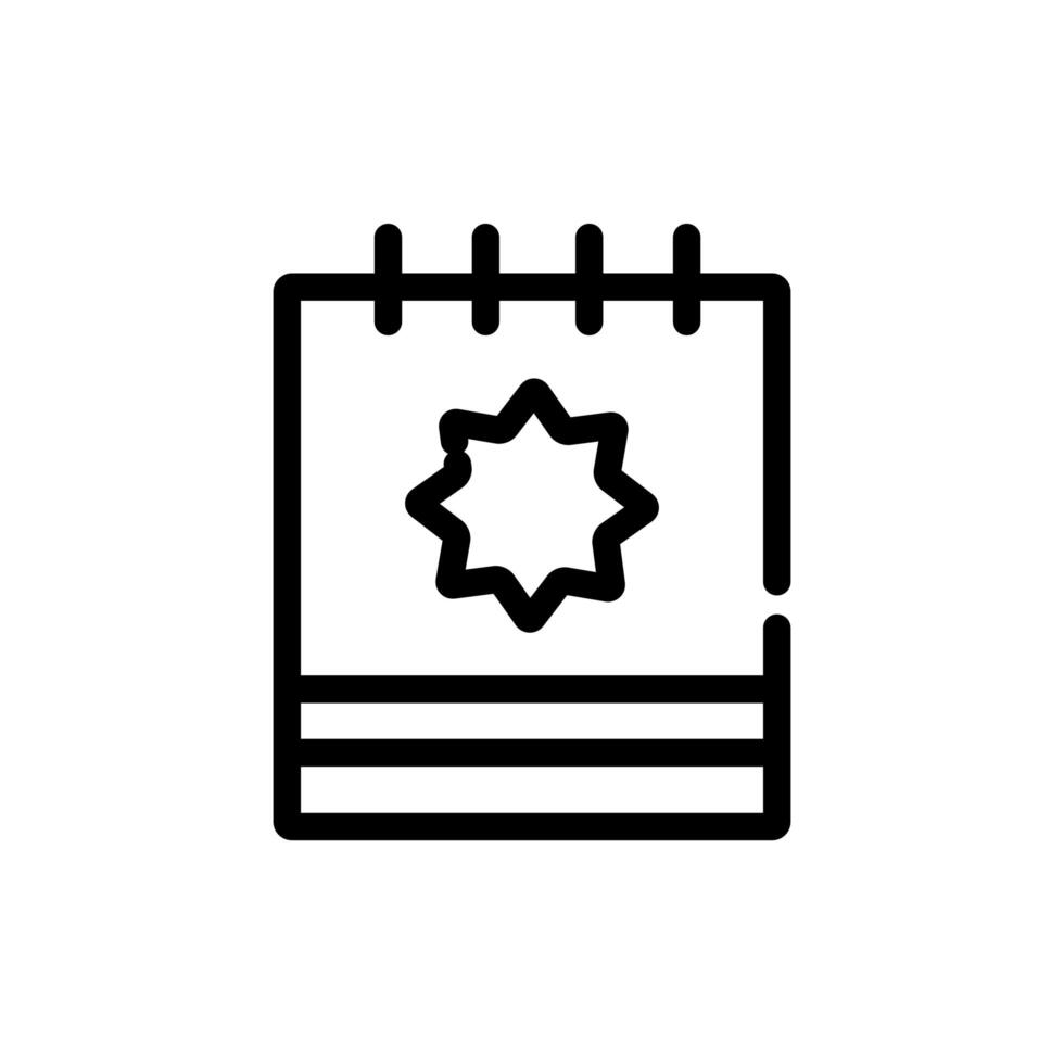 calendar reminder with star line style vector