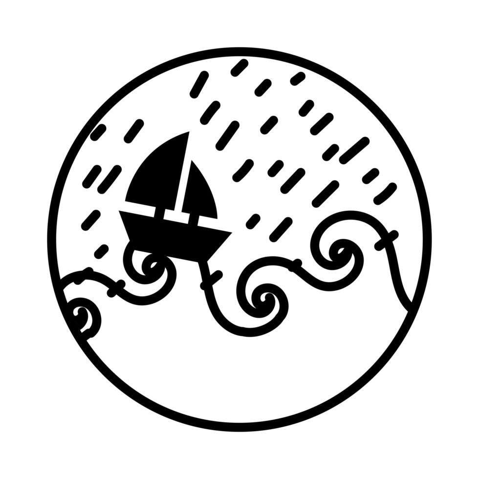 sea scape scene with sailboat line style icon vector