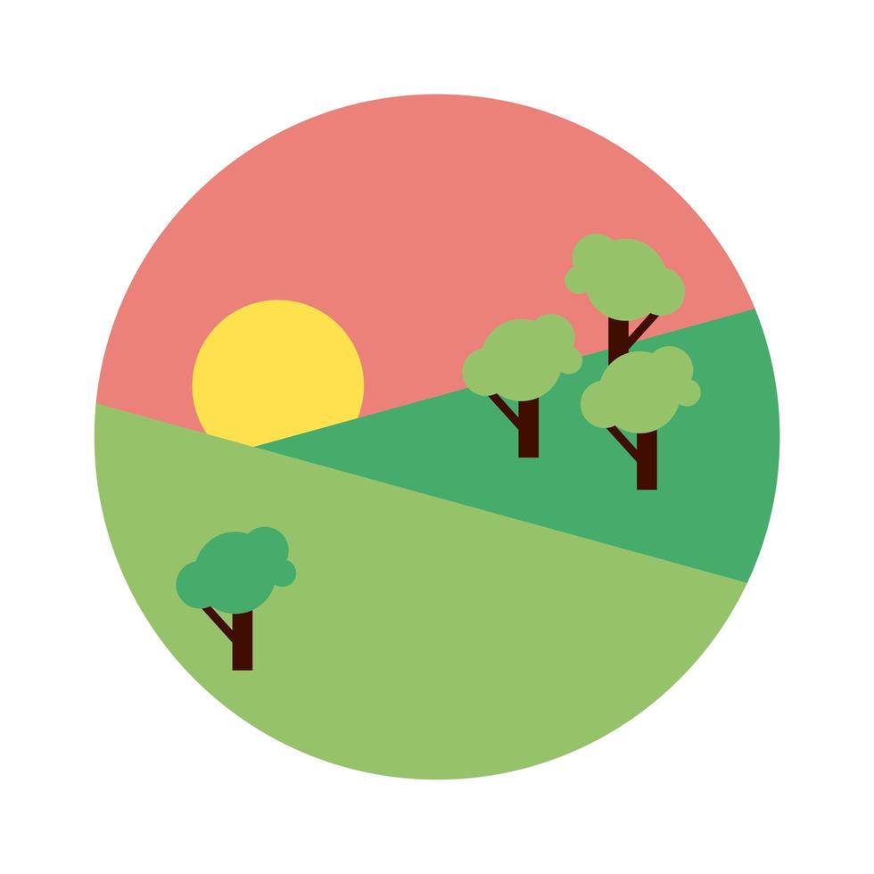 forest landscape day scene flat style icon vector