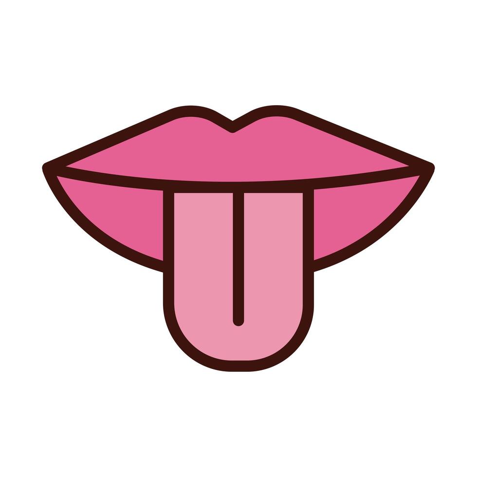 tongue human sense line and fill style icon vector