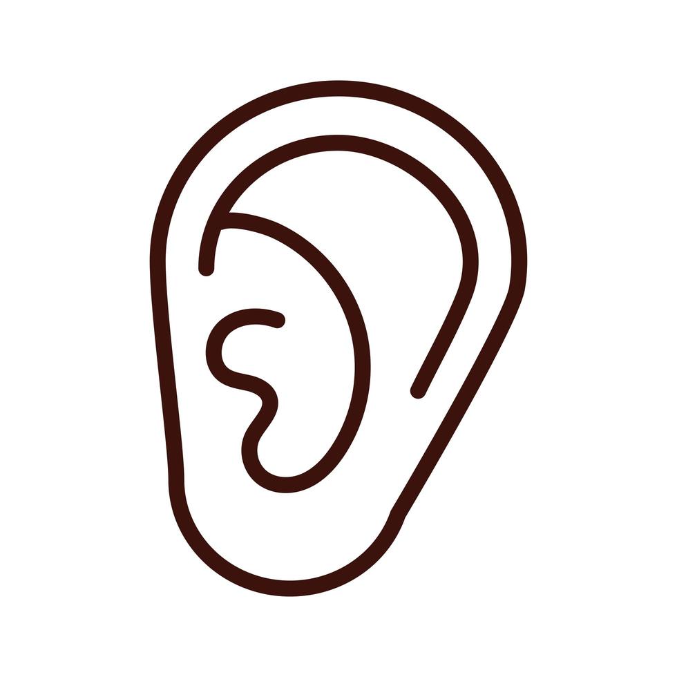 icono de estilo de línea de sentido humano de oído vector