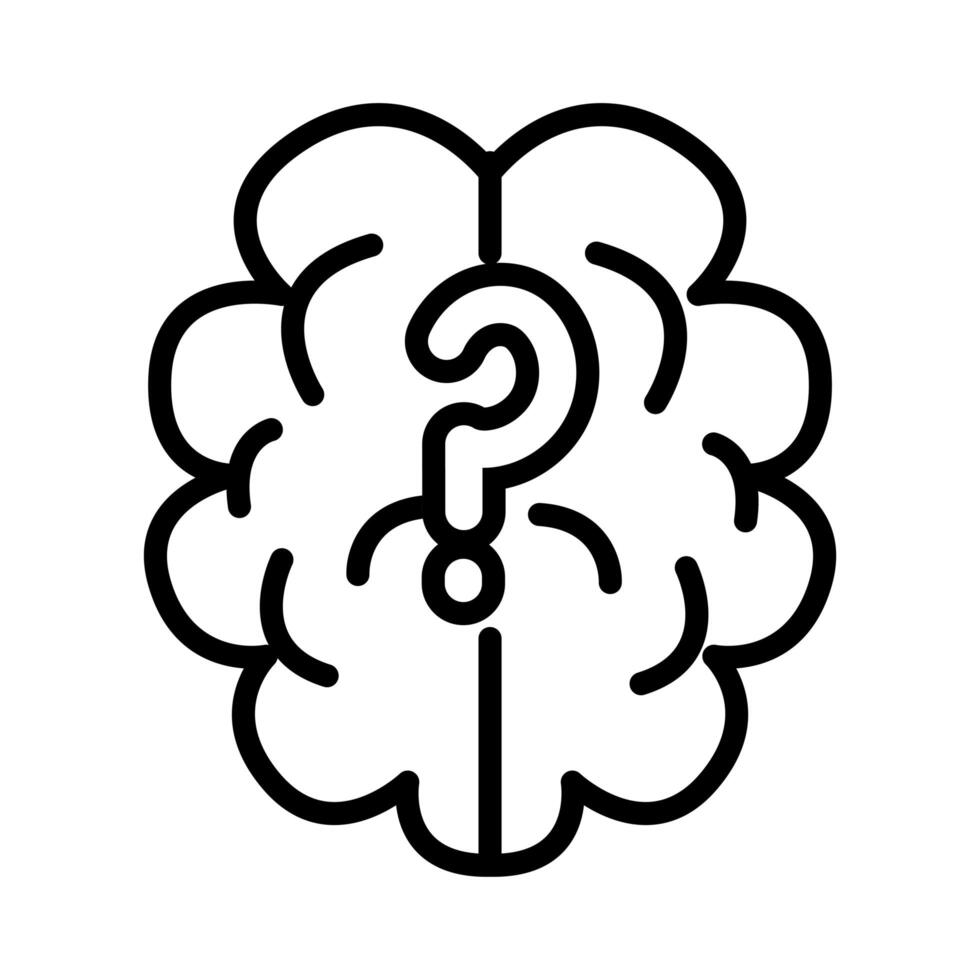 brain human with interrogation symbol line style icon vector