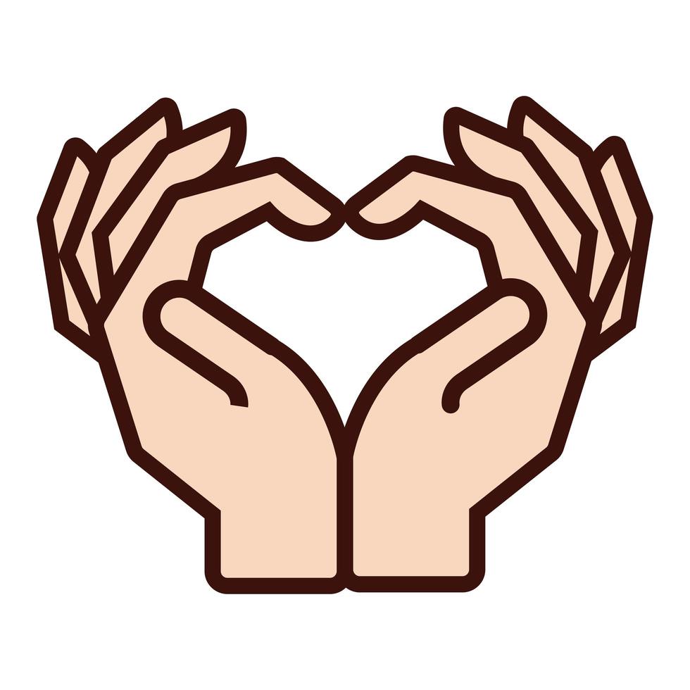 hands taking heart signal line and fill style vector