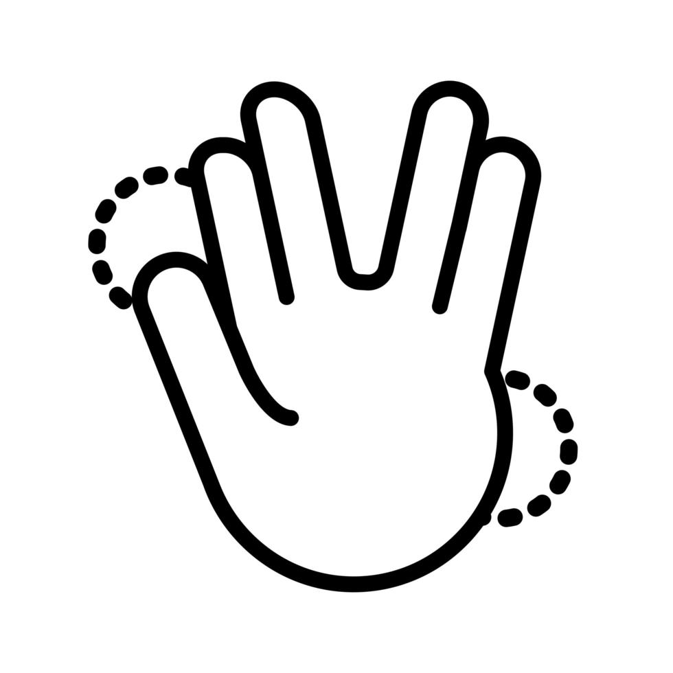 five hand signal line style vector