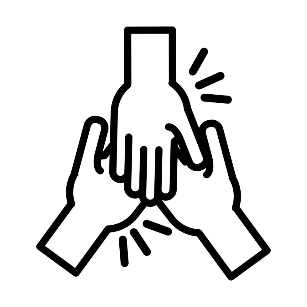hands human teamwork line style icon vector