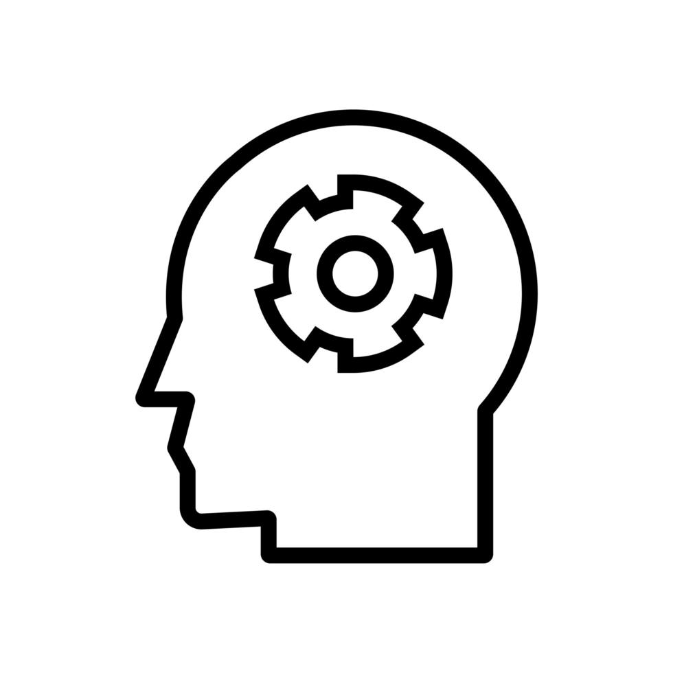 human profile with gear line style icon vector