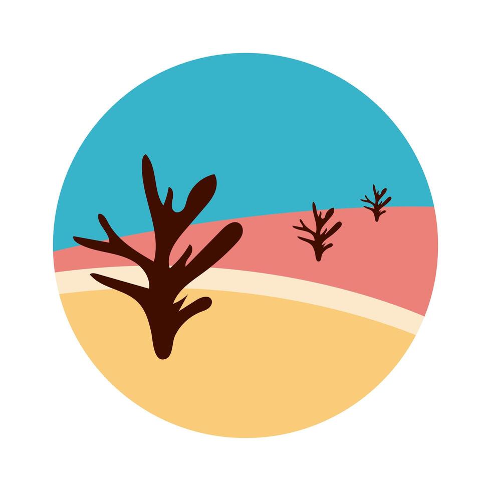 desert landscape with dry plants flat style icon vector