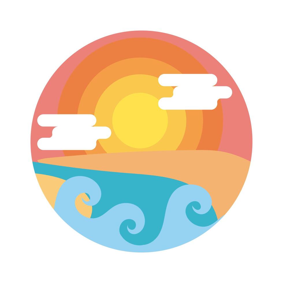 sea scape scene flat style icon vector