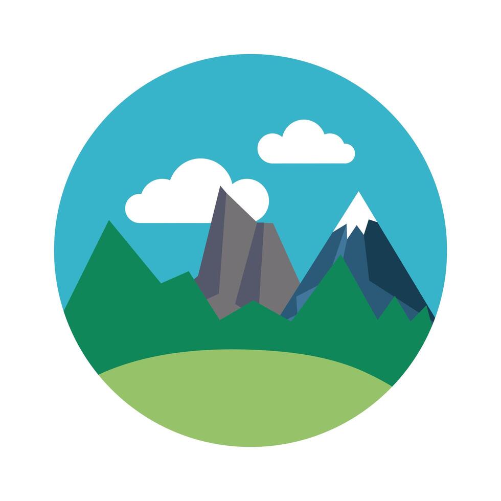 landscape with snow mountains scene flat style icon vector