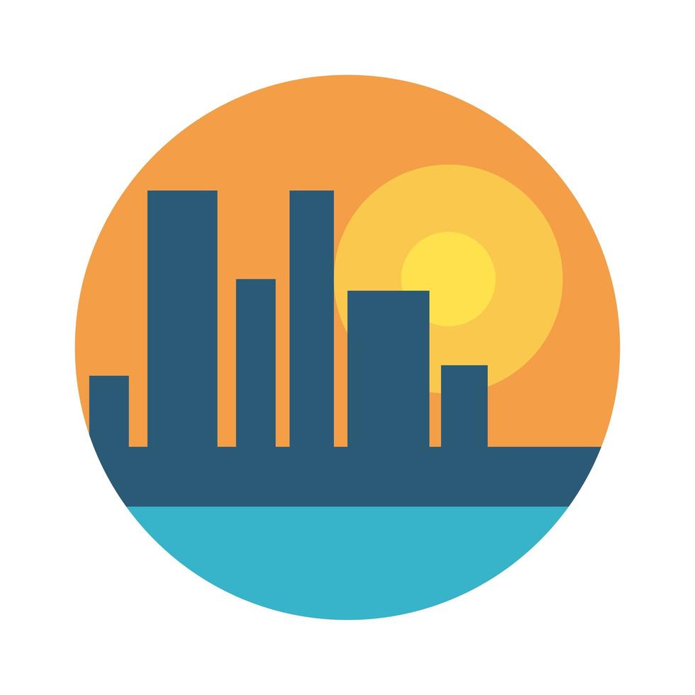 cityscape scene with flat style icon vector