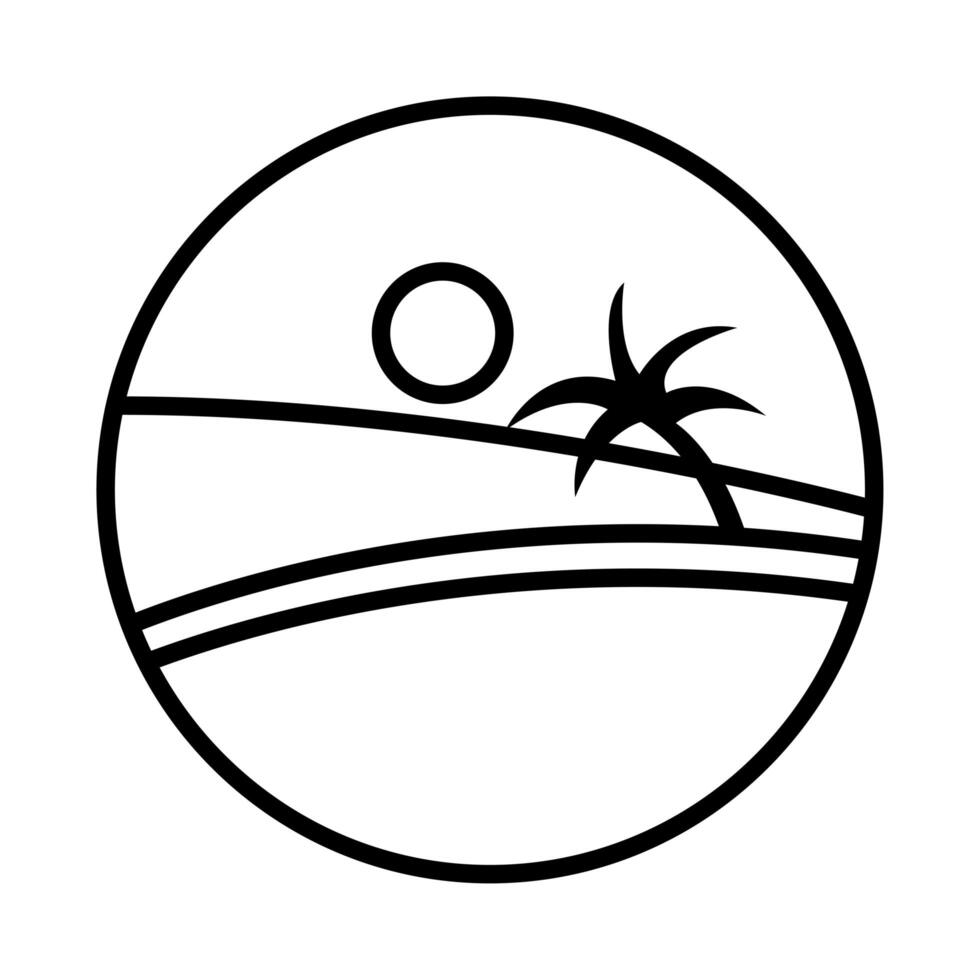 sea scape scene with palms line style icon vector