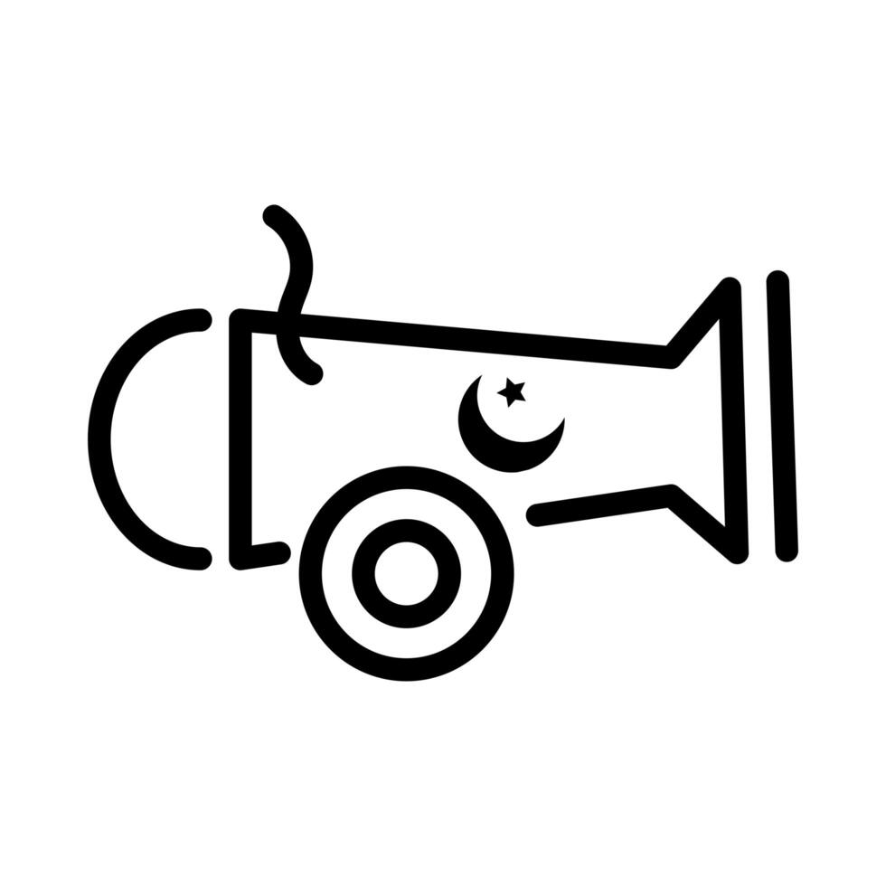 cannon weapon with turkey flag line style vector