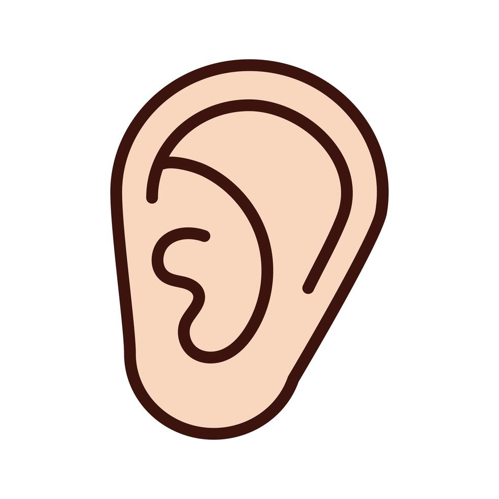 ear human sense line and fill style icon vector