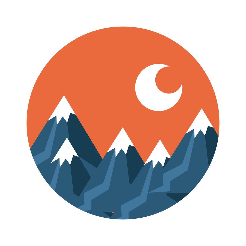 landscape with snow mountains scene flat style icon vector