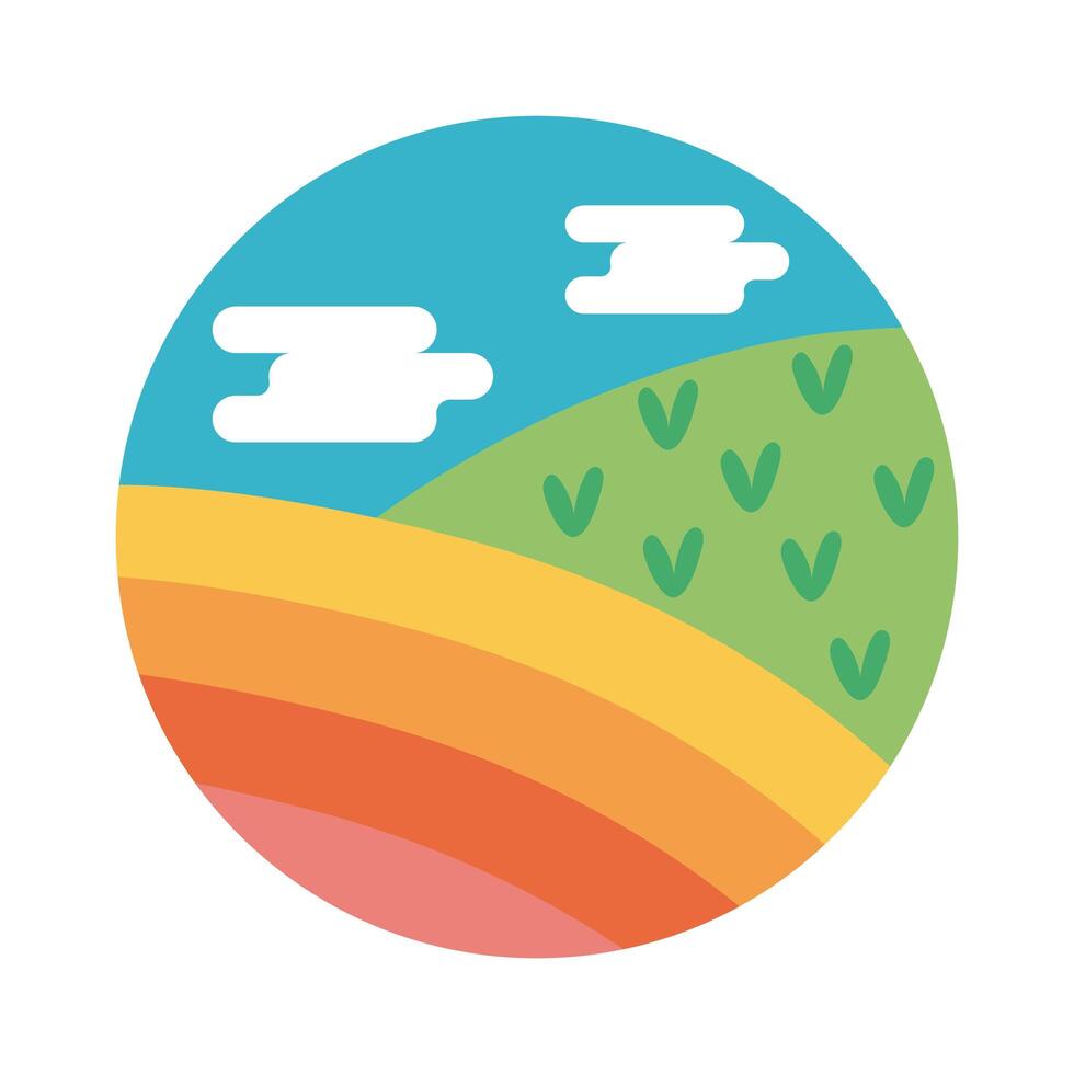 landscape scene with grass flat style icon vector