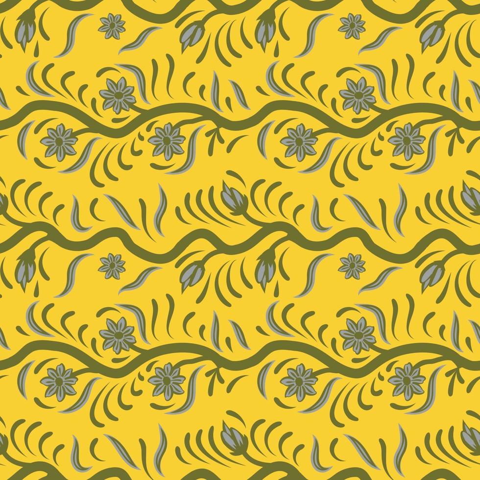Folk flowers art pattern vector