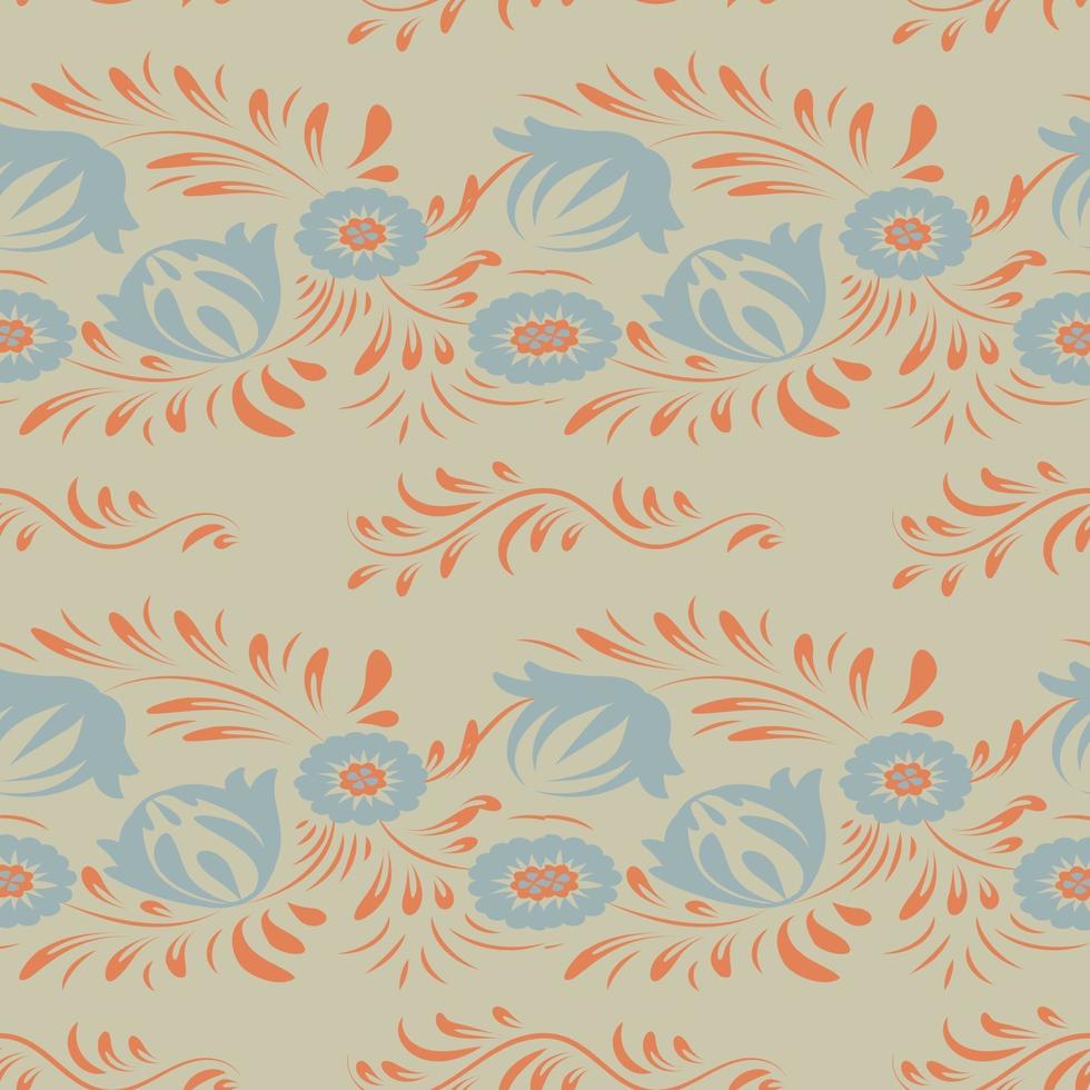 Folk flowers art pattern vector
