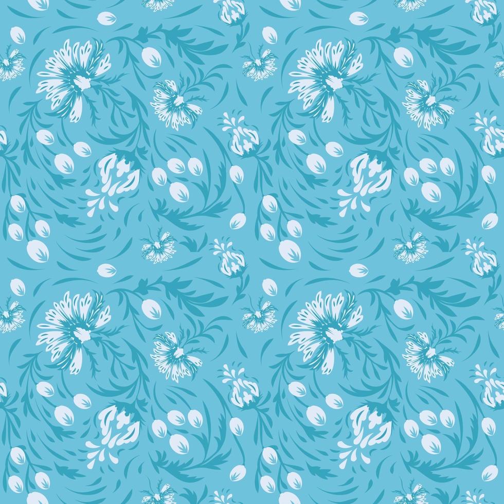 Folk flowers art pattern vector