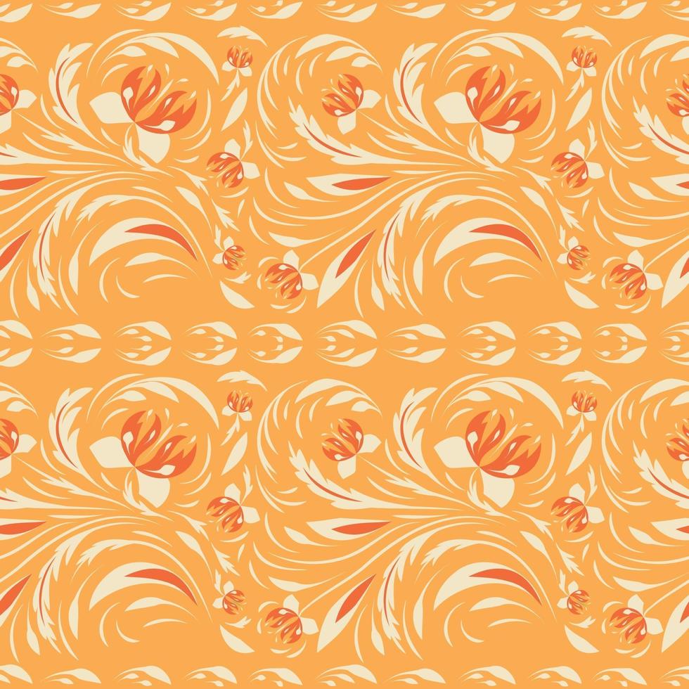 Folk flowers art pattern vector