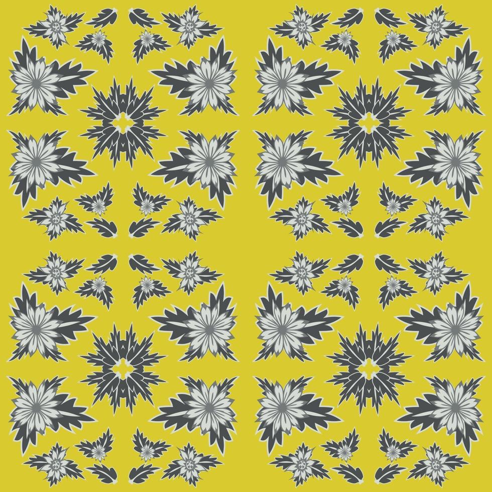 Floral folk damask pattern vector
