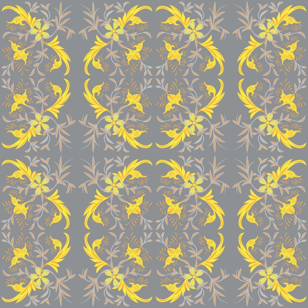 Floral folk damask pattern vector